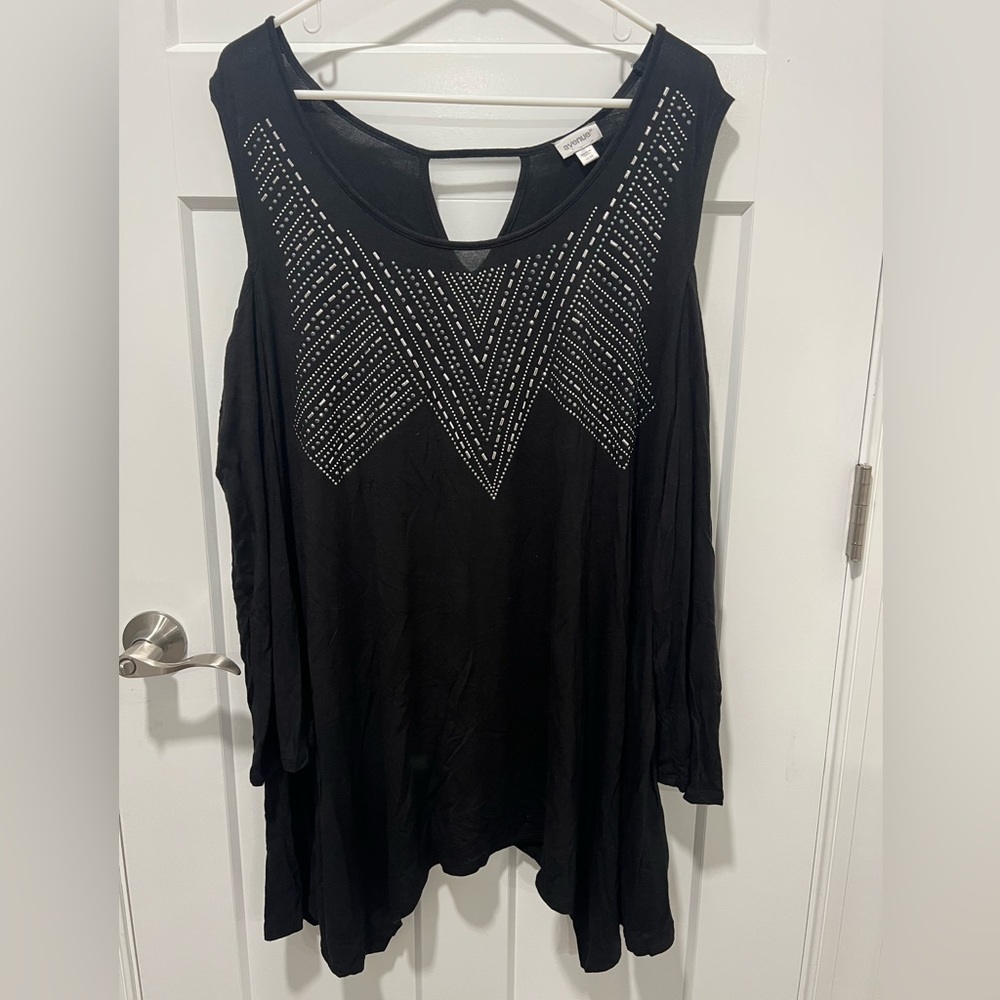 Woman’s Plus Size cold shoulder long sleeve top